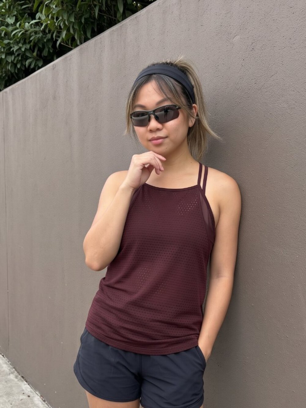 ATHLETA Burgundy Vapor Mesh Racerback Running Athletic Cami Tank Size S